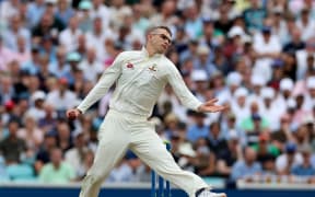 Australian spinner Todd Murphy bowls during the fifth Ashes test against England at The Oval, 29 July 2023.  (Photo: Matthew Impey / Wired Photos)
