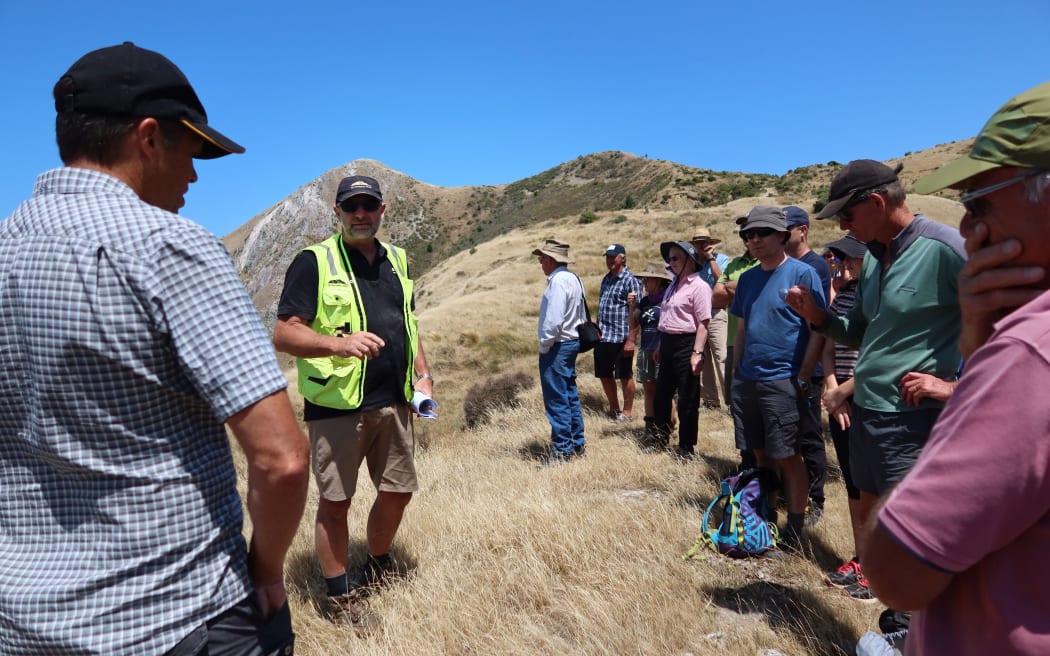 Marlborough, Nelson and Tasman QEII Trust regional representative Tom Stein, centre, tells the public about covenants at a meeting in January.