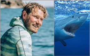 Riley Elliott and great white