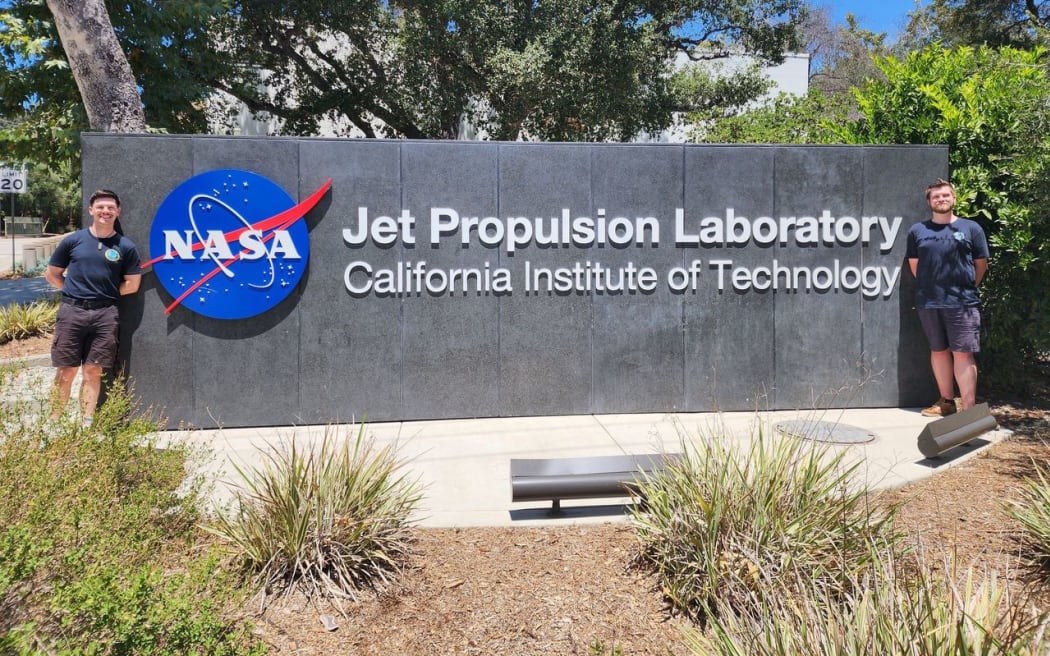 UC PhD candidates Felix Goddard (left) and Jack Patterson (right) are interning with NASA’s Jet Propulsion Laboratory