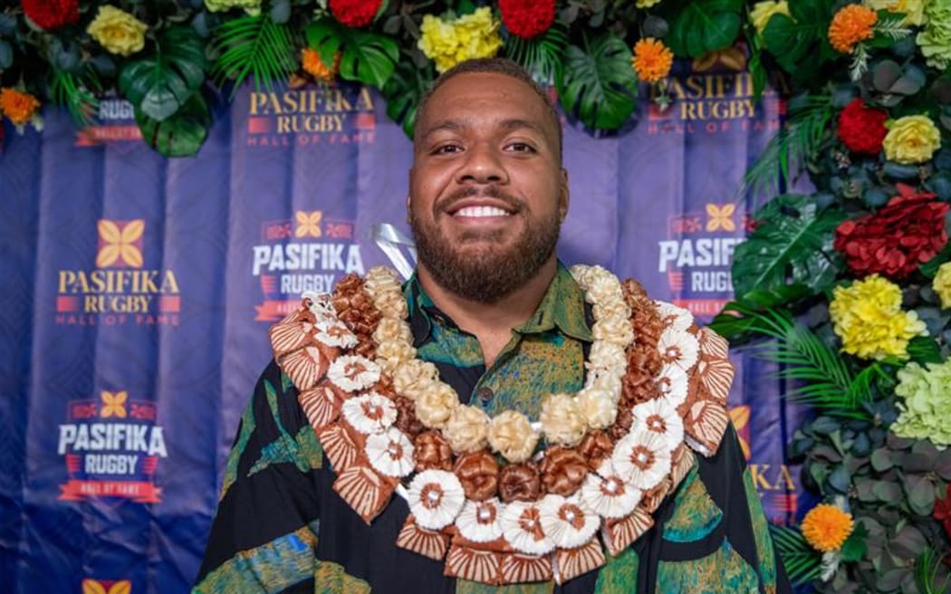 Fiji Drua co-captain Tevita Ikanivere at the FRHOF induction and awards night. He was named the Player of the Year for 20224. 10 April 2025