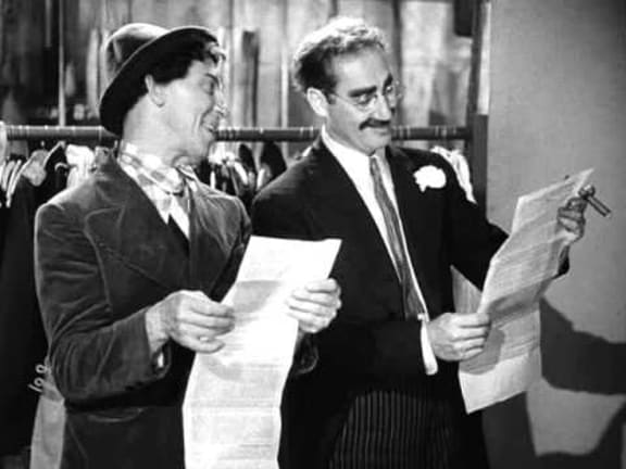 Chico and Groucho in A Night At The Opera