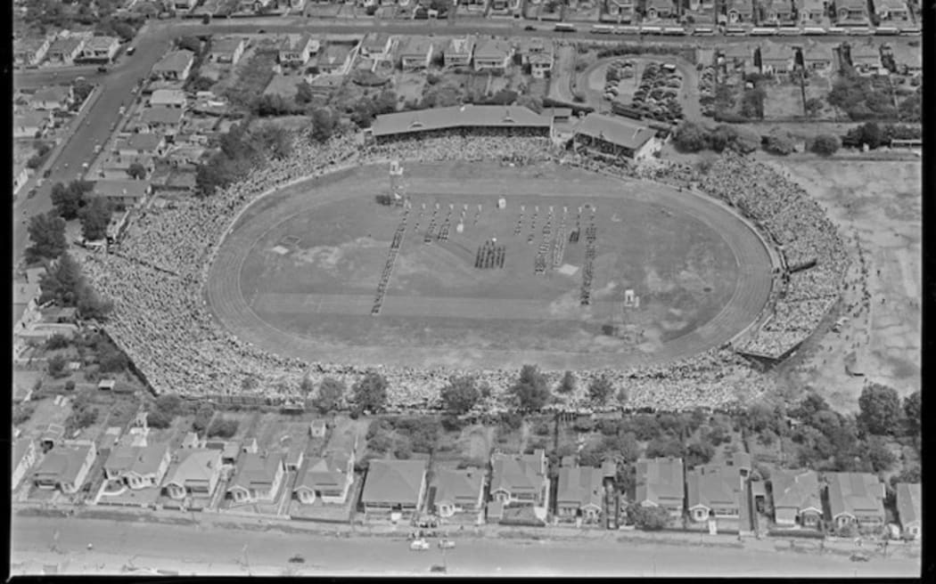 The opening ceremony of the 1950 Empire Games at Eden Park in Auckland.