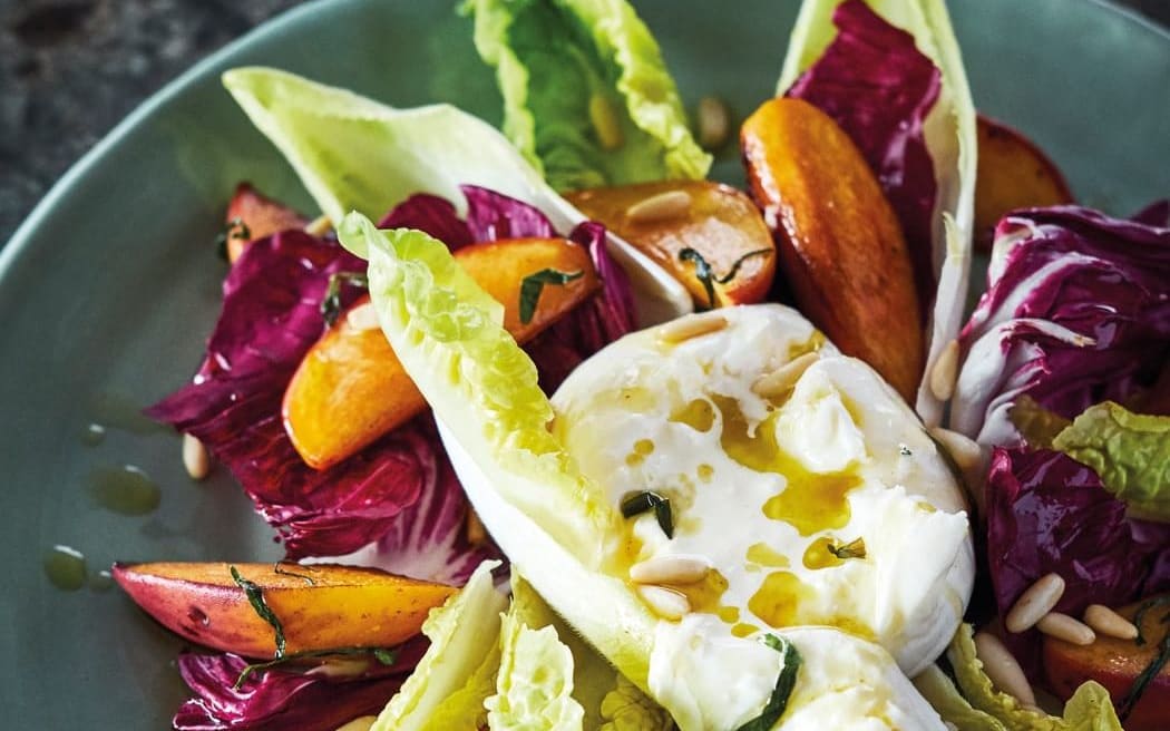 Sizzled Peaches & Burrata