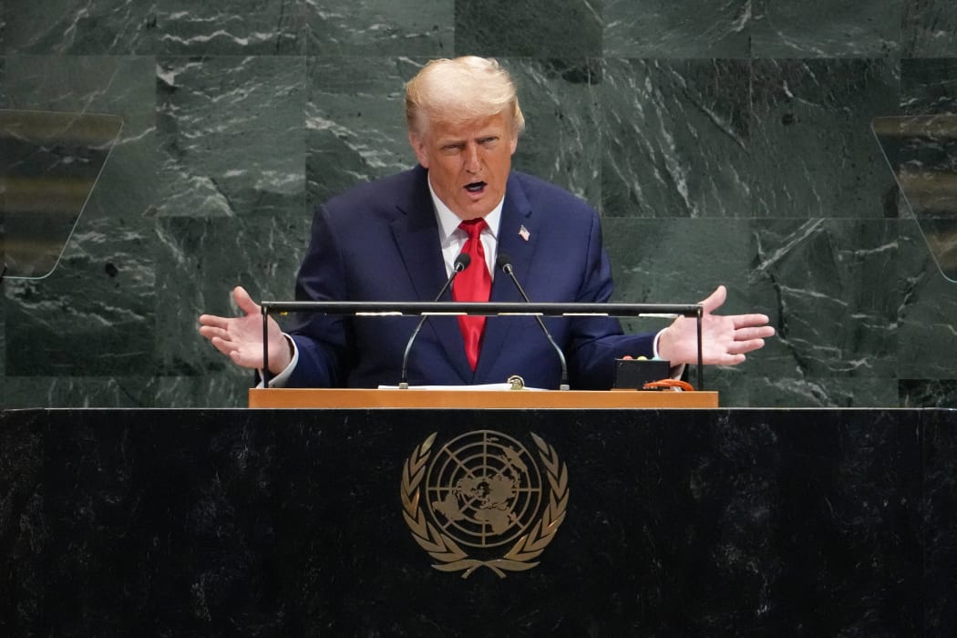 US President Donald Trump delivers remarks to the United Nations General Assembly at the UN headquarters in New York City on September 23, 2025. (Photo by TIMOTHY A. CLARY / AFP)
