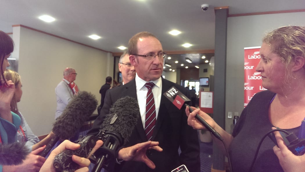 Andrew Little speaks to media at the Labour Party's annual conference in Palmerston North.