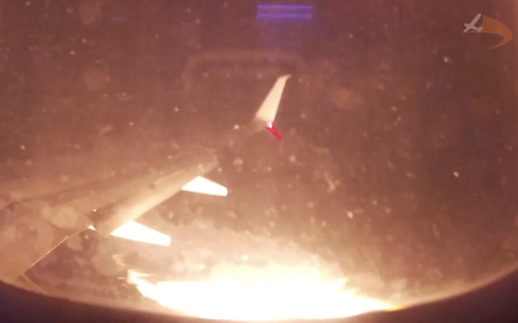 Flames could be seen near the engine compartment on the Virgin Australia flight moments after take-off on Monday night