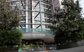 The Grand Millennium Hotel, which is being used as a managed isolation facility, in Auckland CBD.