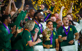 2019 Rugby World Cup Final, International Stadium Yokohama, Yokohama, Japan 2/11/2019
England vs South Africa
South Africa's Siya Kolisi lifts The Webb Ellis Trophy