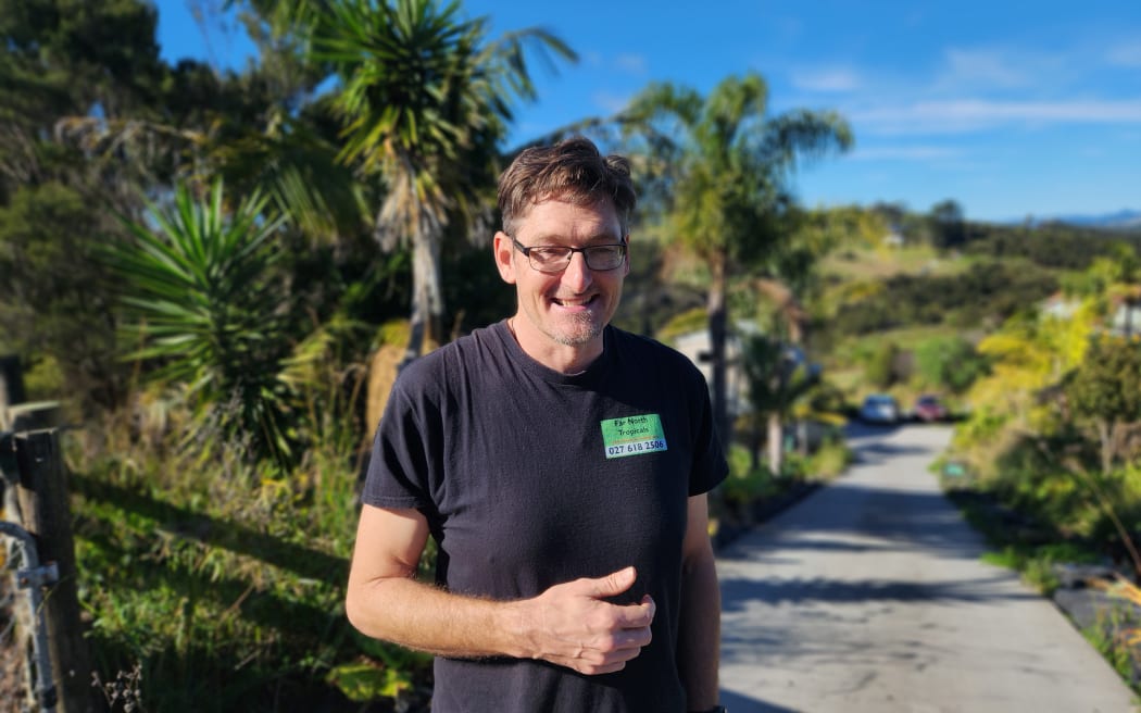Tropical fruit tree grower, Aaron McCloy, at his nursery in Northland