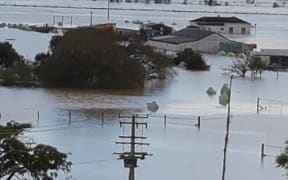 Flooded farmland near Whakatane.