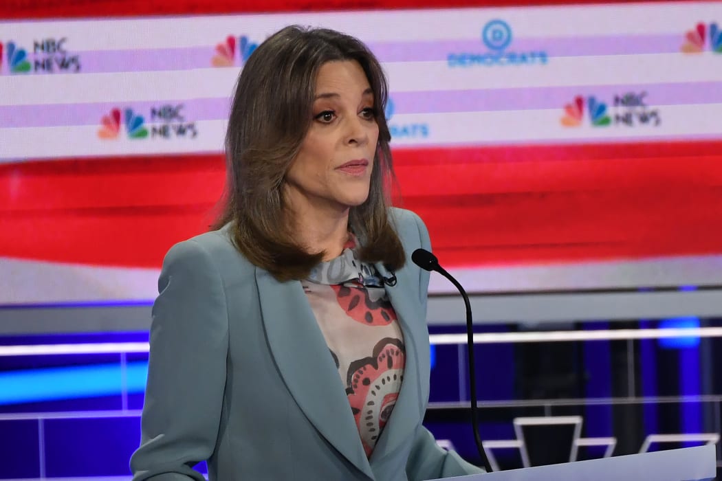 Democratic presidential hopeful US author Marianne Williamson speaks during the second Democratic primary debate of the 2020 presidential campaign.