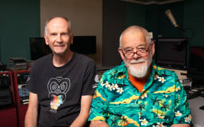 Host of New Horizons William Dart in the studio with his producer Tim Dodd