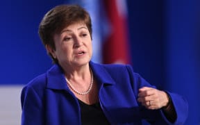 IMF managing director Kristalina Georgieva speaks during a panel discussion at the COP26 UN Climate Summit in Glasgow on November 3, 2021. (Photo by Daniel LEAL / AFP)