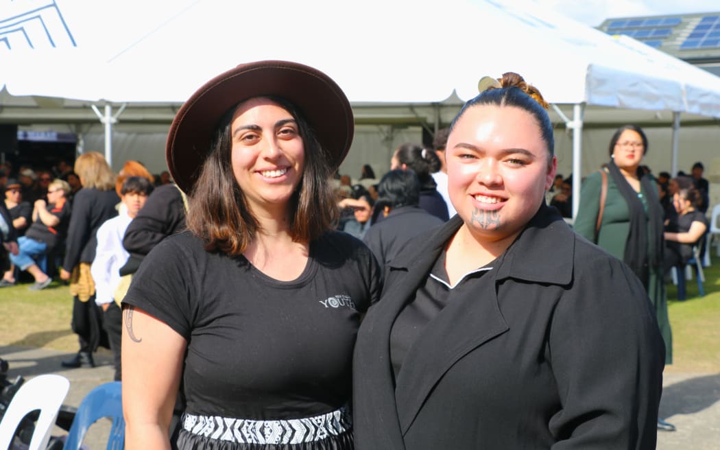 Kaiako from Te Wānanga Takiura Bianca Beard and Te Awhina Rangimarie Tungatt at Koroneihana celebrations.