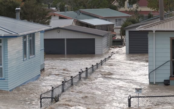 Floodwaters in a large part of the Bay of Plenty town are now so deep, boats are the only way around.