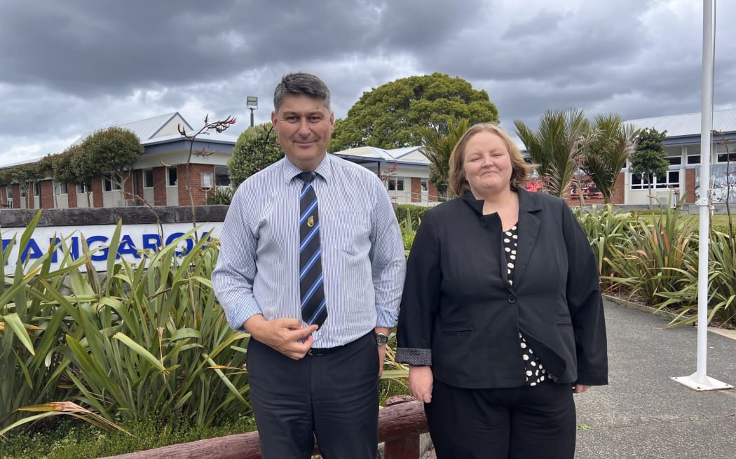 Principal of Tangaroa College Chris Bean with Business Manager Katrina Hunter.