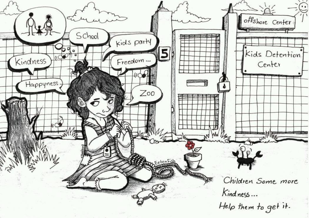 Iranian refugee and cartoonist Ali has been held on Manus for three years.