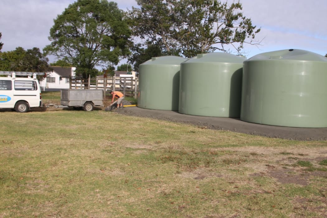 Kaikohe's three 30,000 litre emergency water tanks.