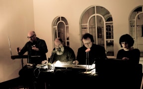 Les Baxters (L-to-R) John Chrisstoffels, Paul Sutherland, Dave Imlay, Erin Kimber
