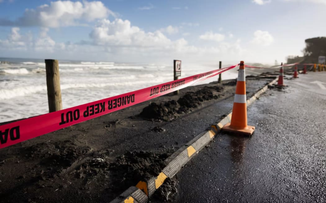 Coastal erosion has forced the closure of the Sunset Beach carpark, the accessway to the local community hub. Photo / Mike Scott