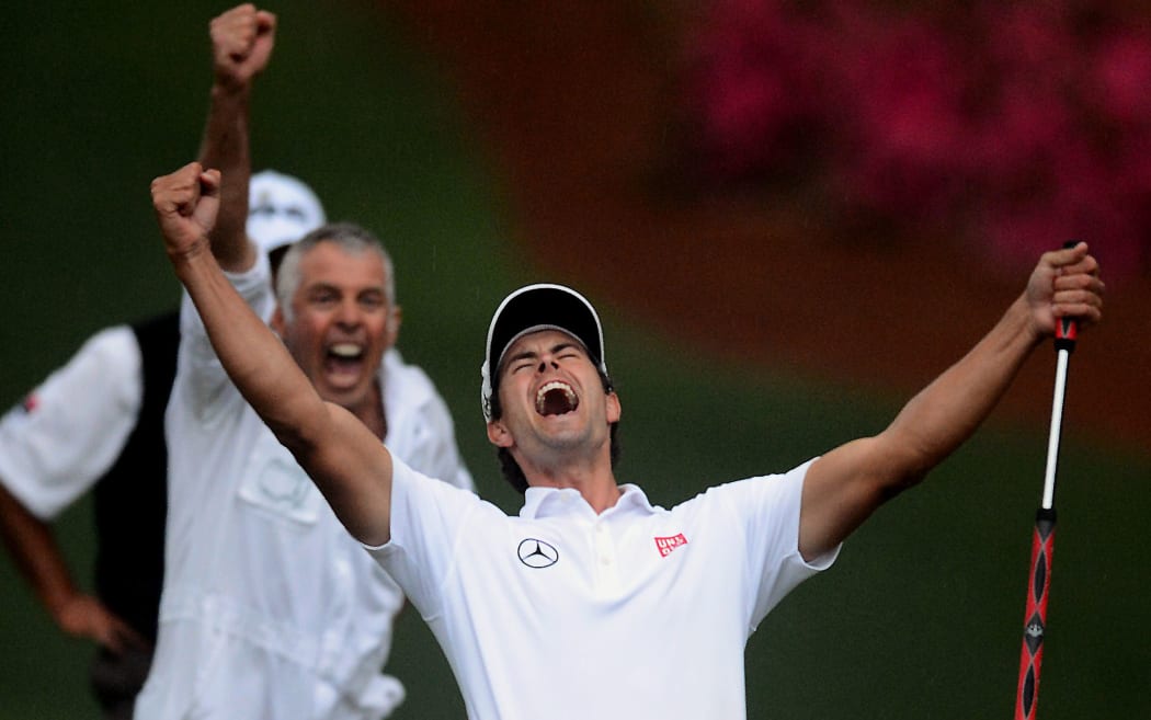 Australian golfer Adam Scott with New Zealand caddy Steve Williams win 2013 Masters.