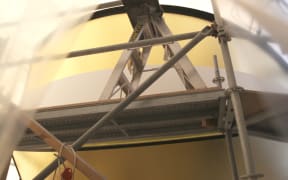 The new Hundertwasser Centre's gold-painted cupola.