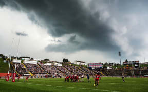 The Bradford Bulls playing at the their home stadium.