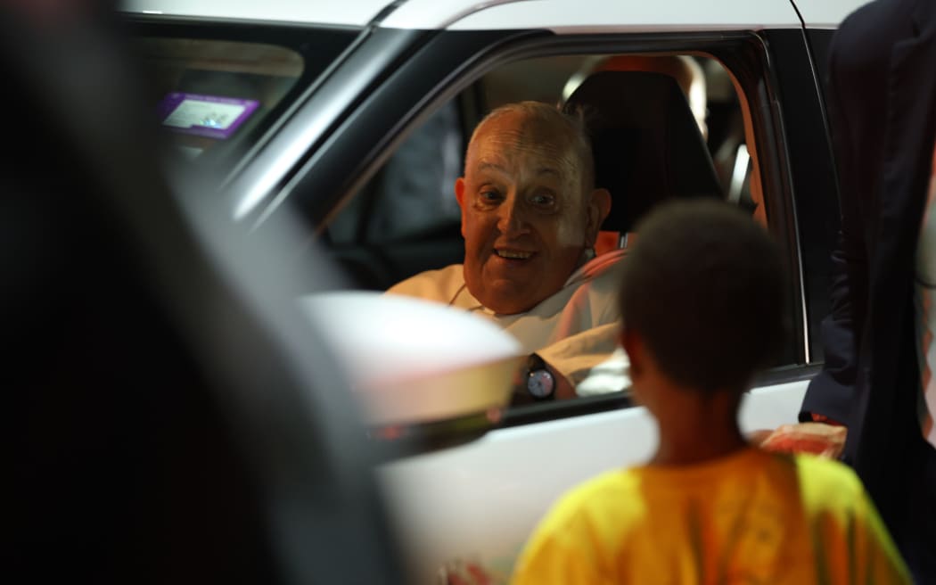 Children lined the street, and performers and musicians have been rehearsing ahead of Pope's visit.