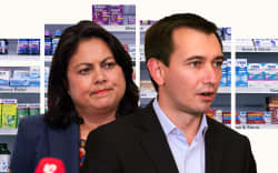 Composite of Simeon Brown, Ayesha Verrall, and medicines.