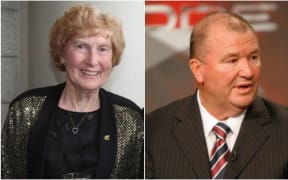 Dame Yvette Corlett and Sir Graham Lowe collage.