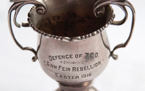 The cup presented to Corporal Alexander Don for his part in defending Trinity College, Dublin in 1916.