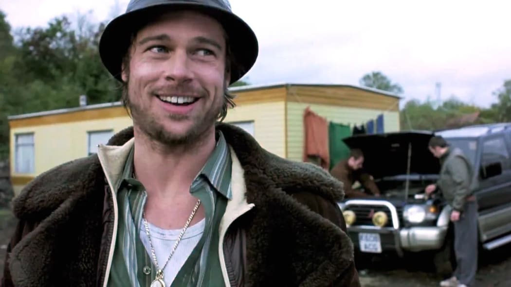 Still from Guy Ritchie's 2000 film Snatch featuring Brad Pitt