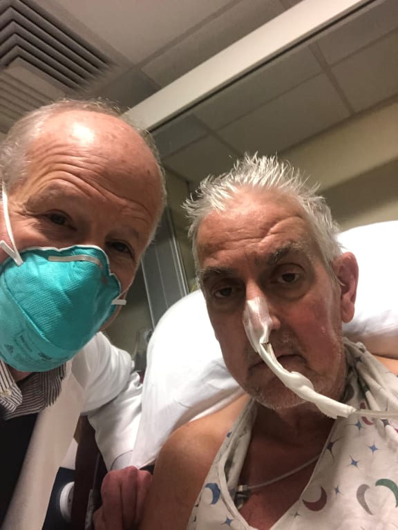 Surgeon Dr Bartley Griffith and patient David Bennett. Bennett is the first person in the world to get a heart transplant from a genetically-modified pig