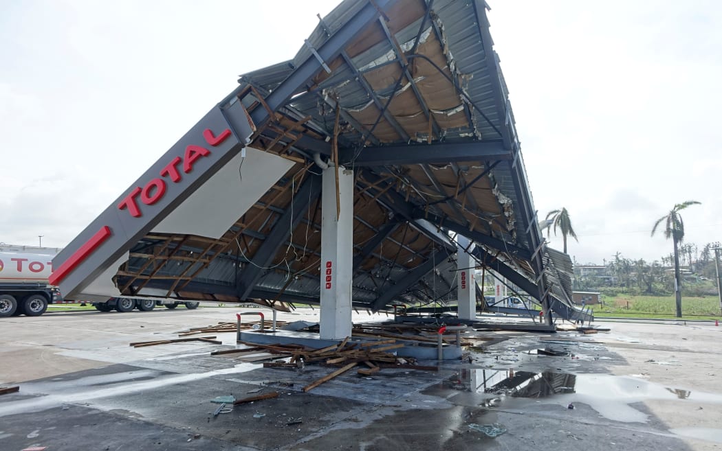 Petrol station near Ba on Fiji's Viti Levu mainland after Cyclone Winston