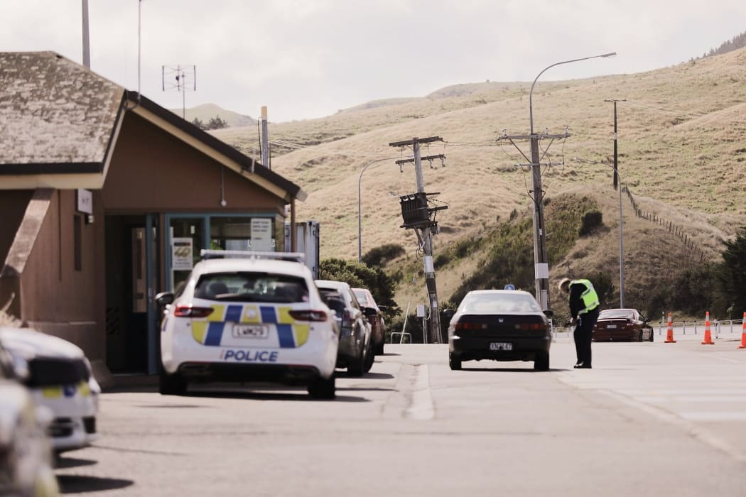 Police checkpoint north of Wellington.