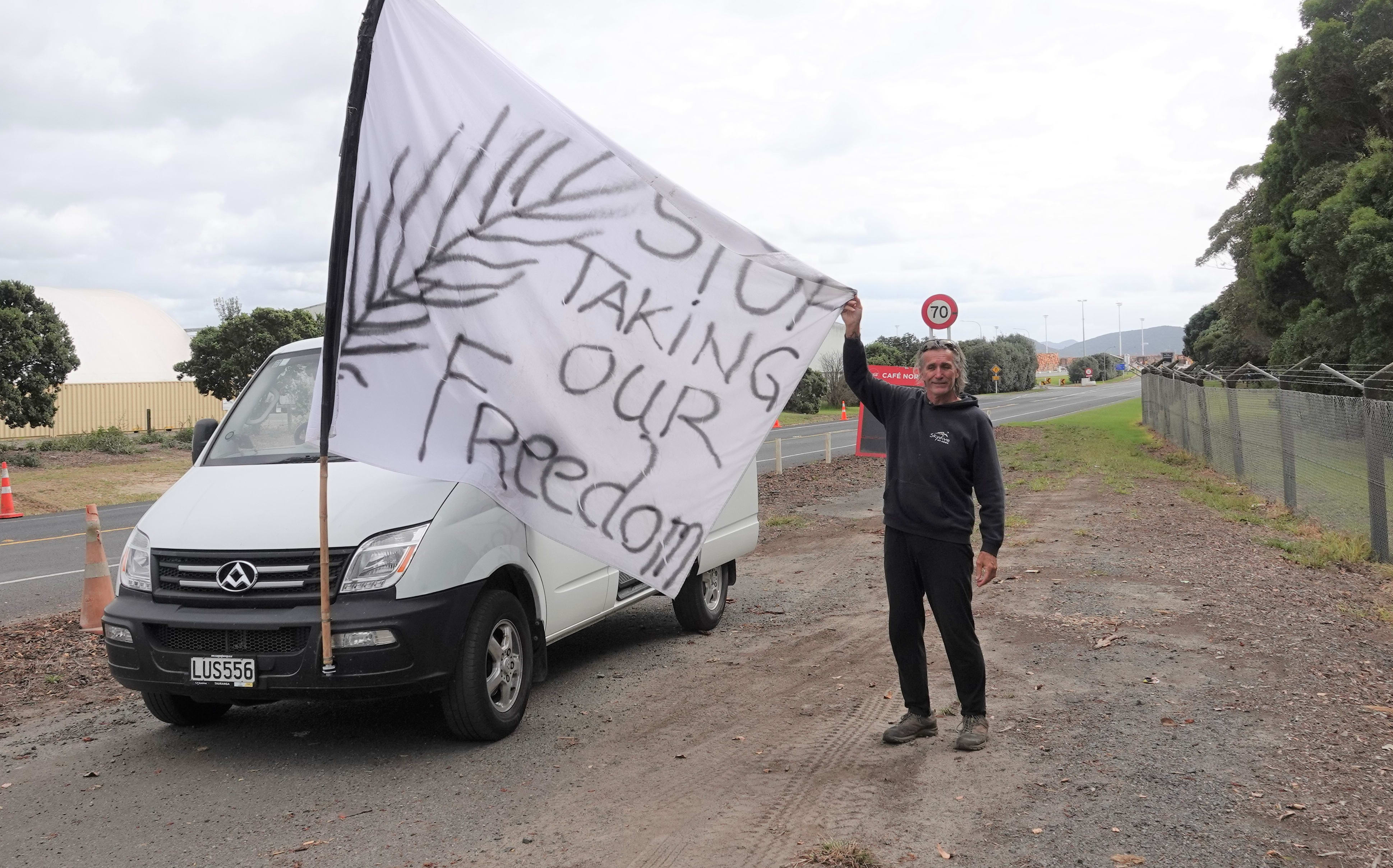 Marsden Point protester Brent Cameron.