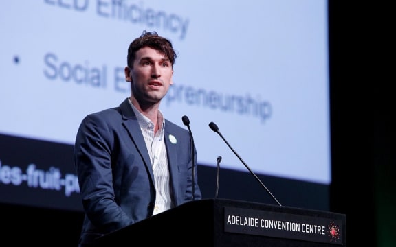 Henry Gordon-Smith, Founder of Agritecture speaks about vertical farming at AusVeg Conference 2017 in Adelaide, Australia.