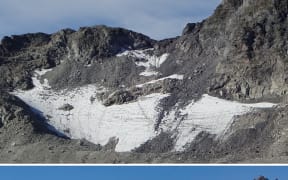 From top: Summer 2006, August 14, 2017 and September 4, 2019 provided by glaciologist Matthias Huss shows the Pizol glacier in the Swiss Alps.