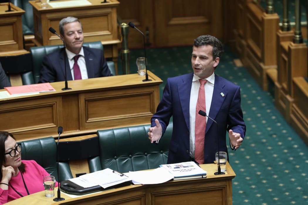 ACT leader David Seymour leans to the right in the House