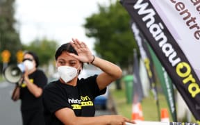 AUCKLAND, NEW ZEALAND - NOVEMBER 30: The Te Whanau O Waipareira vax team help vaccinate locals in Papakura as part of Whanau Ora campaign on November 30, 2021 in Auckland, New Zealand.