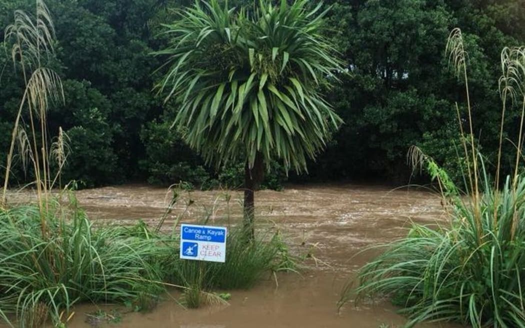 Flooded Piha camping ground