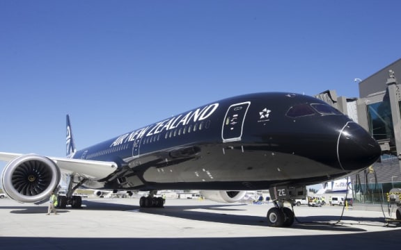 An Air New Zealand 787-9 Dreamliner at the Boeing Delivery Center in 2014.