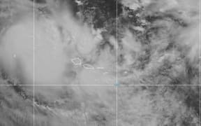 A satellite image of Cyclone Amos as it nears Samoa, supplied by the US National Weather Service.