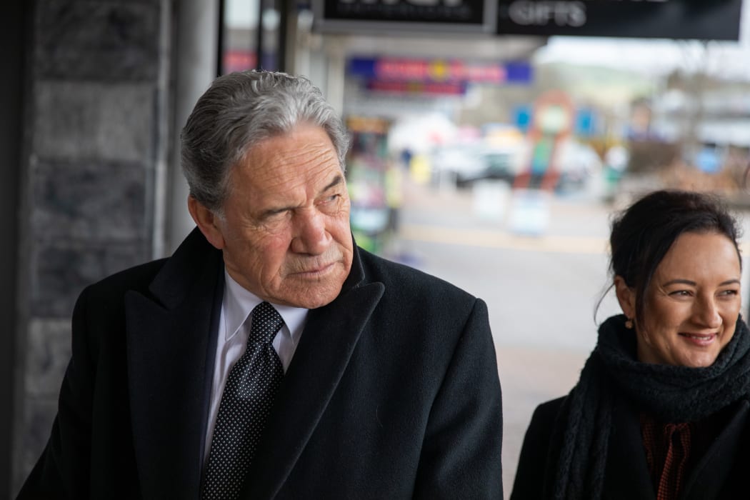 Winston Peters on the campaign trail in Taupō, 17 Sept 2020 with Talani Meikle, at number eight on the party's list.