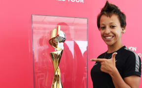 Sarah Gregorius with the FIFA Women's World Cup.