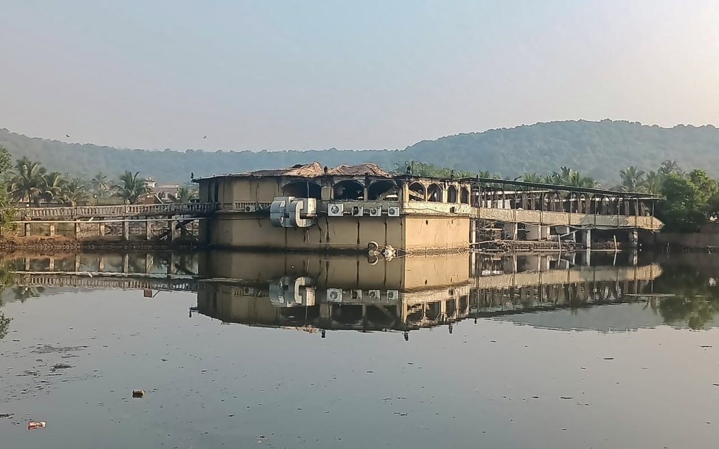 A general view shows the burned nightclub following a fire that broke out last midnight in Goa on December 7, 2025. A fire at a nightclub in the west Indian state of Goa has killed at least 23 people, Chief Minister Pramod Sawant and other officials said early December 7. (Photo by AFP)