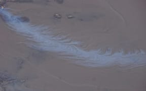 An oil slick is being dealt with off Woolshed Bay.