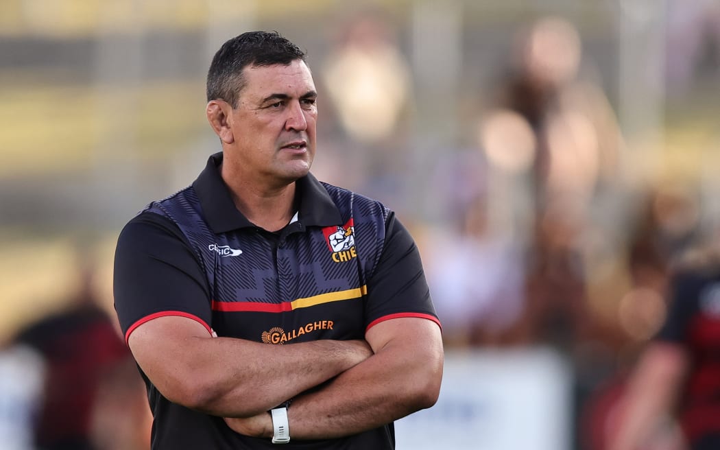 Clayton McMillan head coach of the Chiefs during the Super Rugby Pacific rugby match between the Chiefs and the Crusaders at FMG Stadium in Hamilton, New Zealand on Friday February 23, 2024. Copyright photo: Aaron Gillions / www.photosport.nz