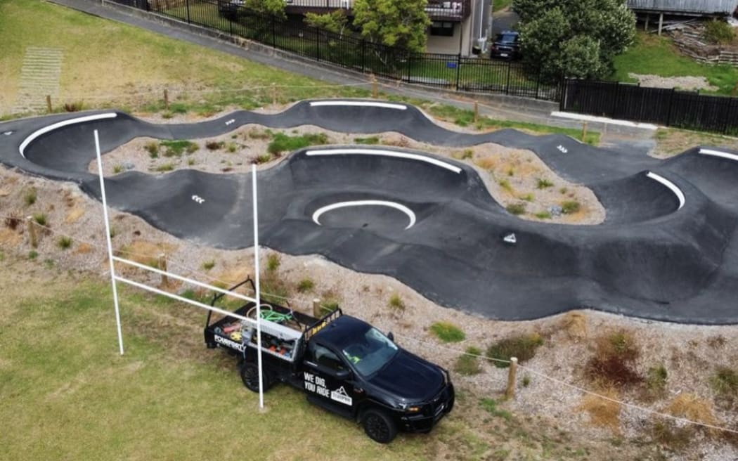An asphalt pump track Scott and his company built in NZ.